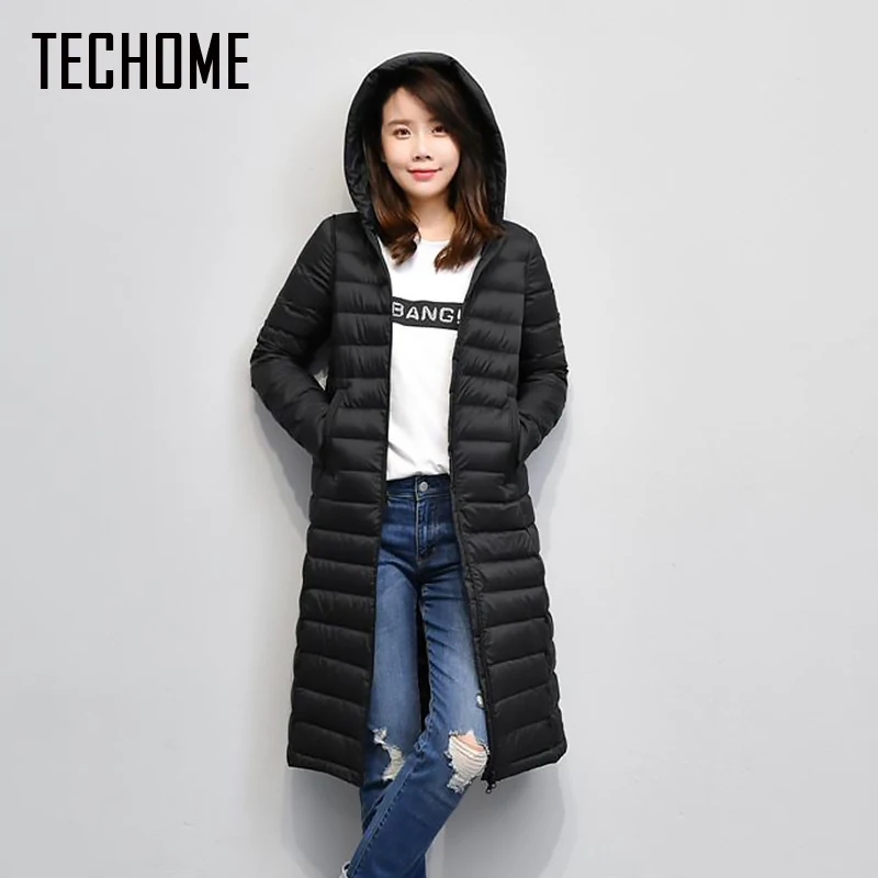 

New Brand Ladies Long Winter Warm Coat Women Ultra Light 90% White Duck Down Jacket Women's Hooded Parka Female Jackets Women