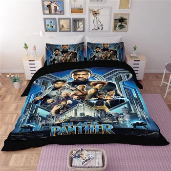 

LLANCL Black Panther Printed Quilt/Duvet/Comforter cover Adult Bedroom 3pcs Polyester Fiber Christmas Gift Film/Movie Characters