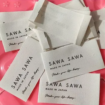 

2000pcs Custom soft cotton cloth label Beige ribbon label baby clothing 6.5 * 3.5 cm