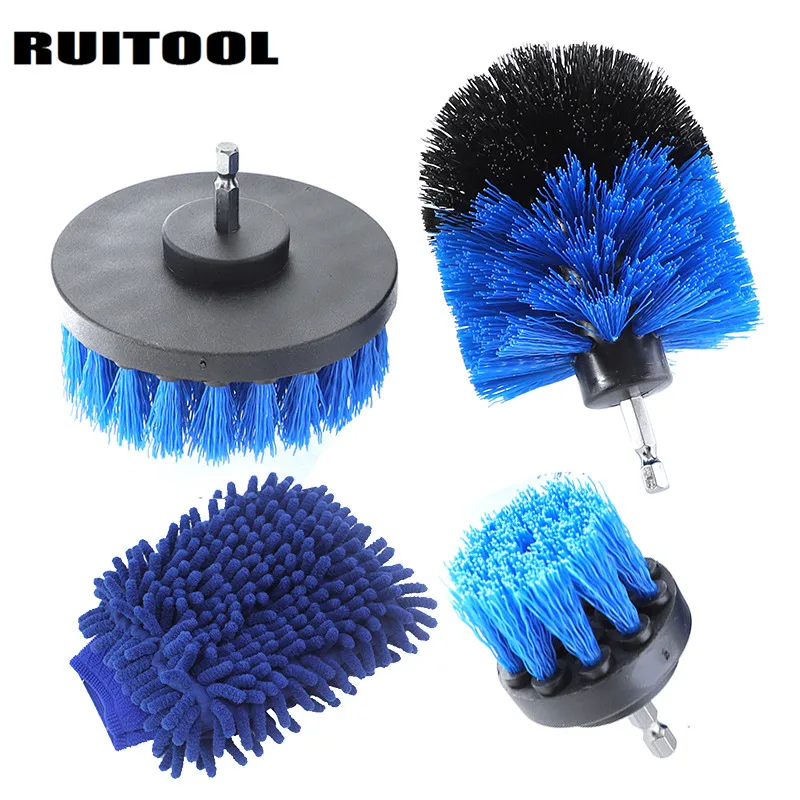 

4Pcs Power Scrubber Brush Set 2" 3.5" 4" Electric Drill Brush Nylon Car Wheel Cleaner Brush For Toilet Bathtub Cleaning Tools