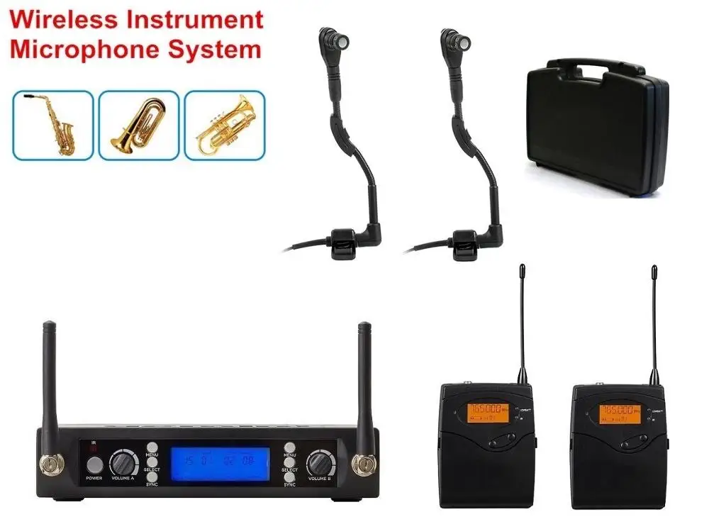 Bolymic UHF двойной беспроводной головные микрофоны системы профессиональные беспроводные микрофоны uhf вокальный микс для церковных театров сцены - Цвет: Instrument2