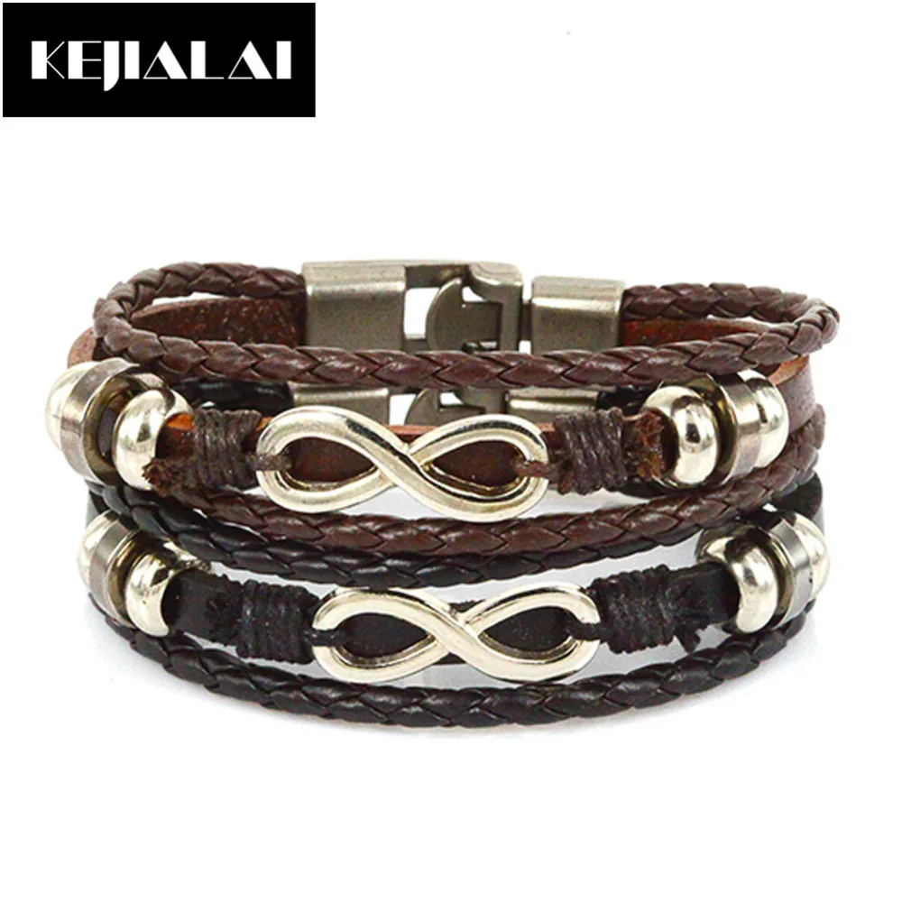 New Fashion Jewelry Infinity Symbol Bracelets Genuine Leather Belt