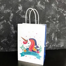 6pcs Unicorn/Flamingo Paper Gift Bag Candy Bar Packing Pouches With Handle for Baby Shower Birthday Christmas Party Supplies