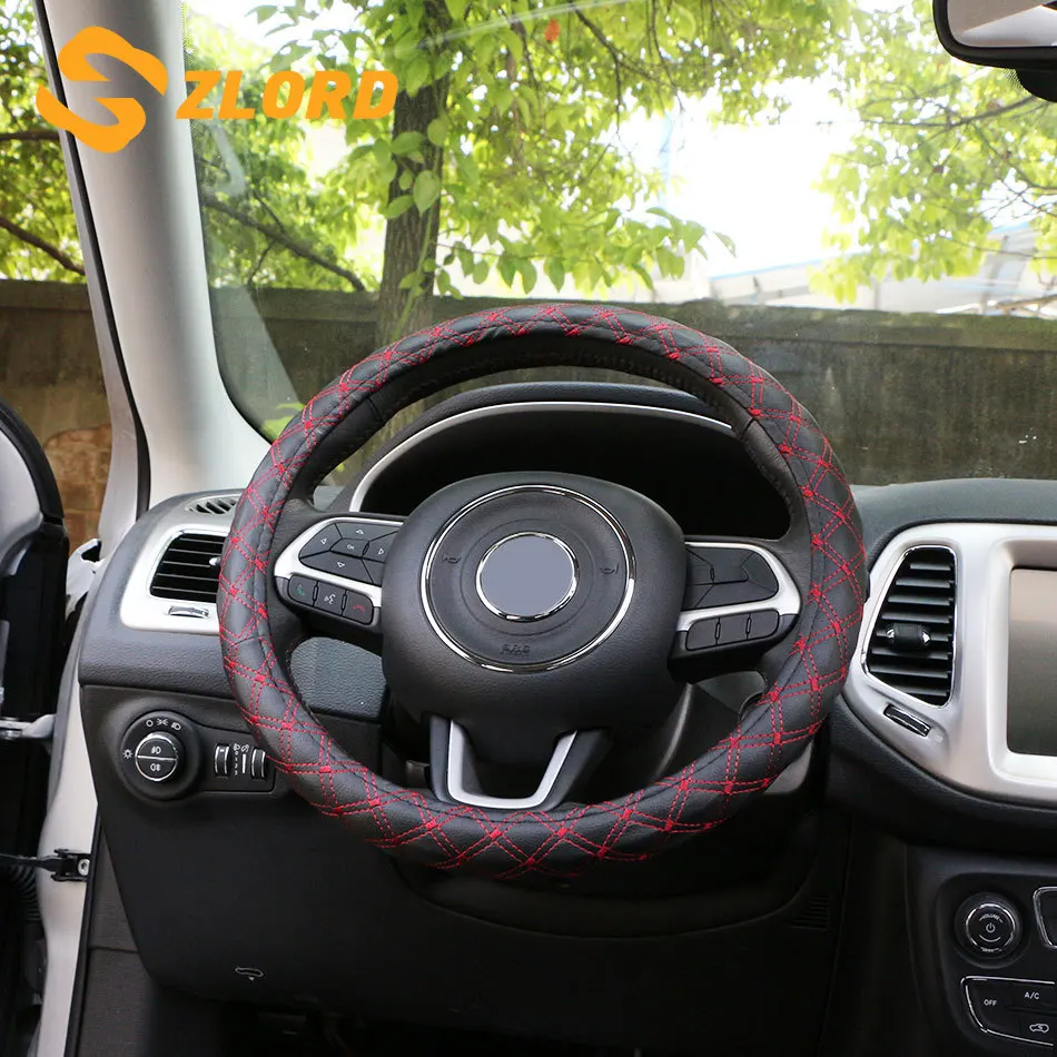 

Zlord Leather Universal Car Steering-wheel Cover 37CM-38CM Car-styling Sport Auto Steering Wheel Covers Anti-Slip Accessory