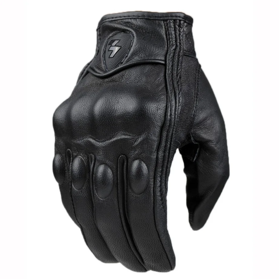 

Fashion Glove real Leather Full Finger Black moto men Motorcycle Gloves Motorcycle Protective Gears Windproof Motocross Glove