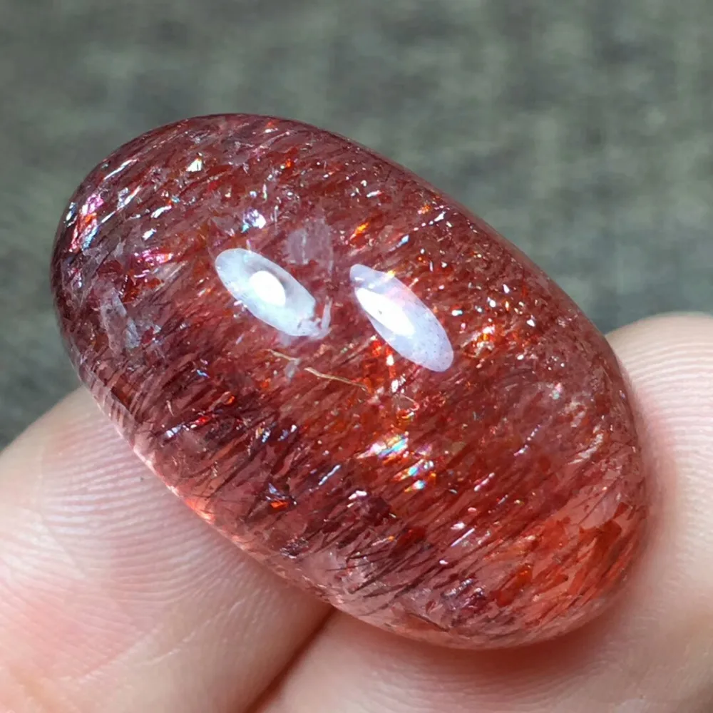 Натуральный Lepidocrocite кварц красный супер семь Рутиловый Кварц красивый кулон кольцо женщина Кабошон 25x15 мм Сертификат AAAAA