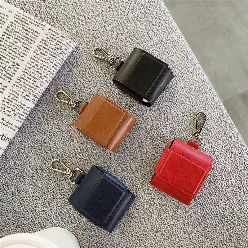 

Luxury leather bag For airpods case Clamshell wireless Bluetooth headset set For airpods 1/2 case metal buckle charging bag