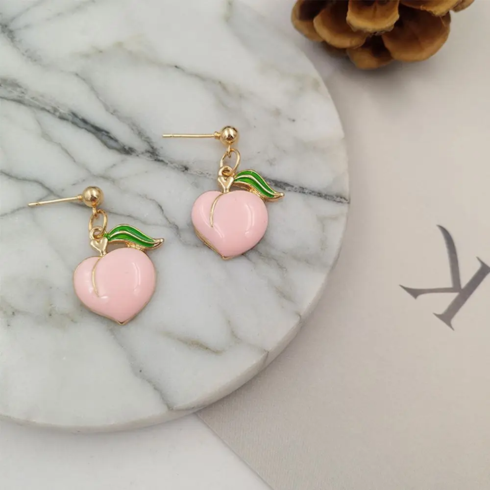 

Earrings for women Fashion new peach stud earrings contracted joker cute girl peach female stud earrings fine jewelry DIY
