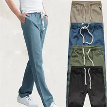 Мужские новые летние модные хлопковые и конопляные штаны, модные повседневные брюки большого размера, мужские брюки для бега#3A11