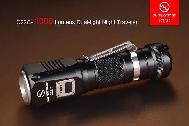  2015  Sunwayman C22C flashlight 1000 lumens U2 LED side R5 LED night traveler IPX8 NEUTRAL WHITE to - 32608180877