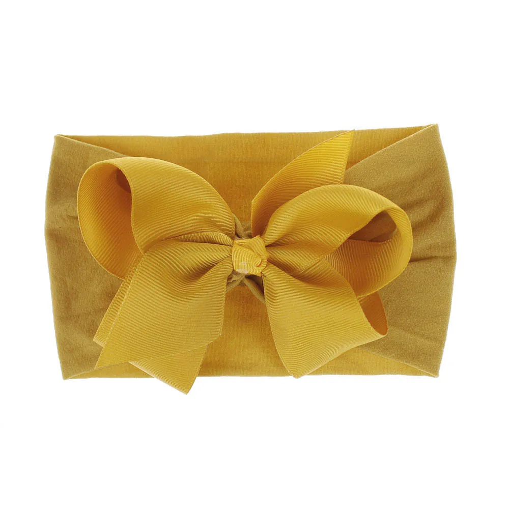 nylon bow headband mustard 