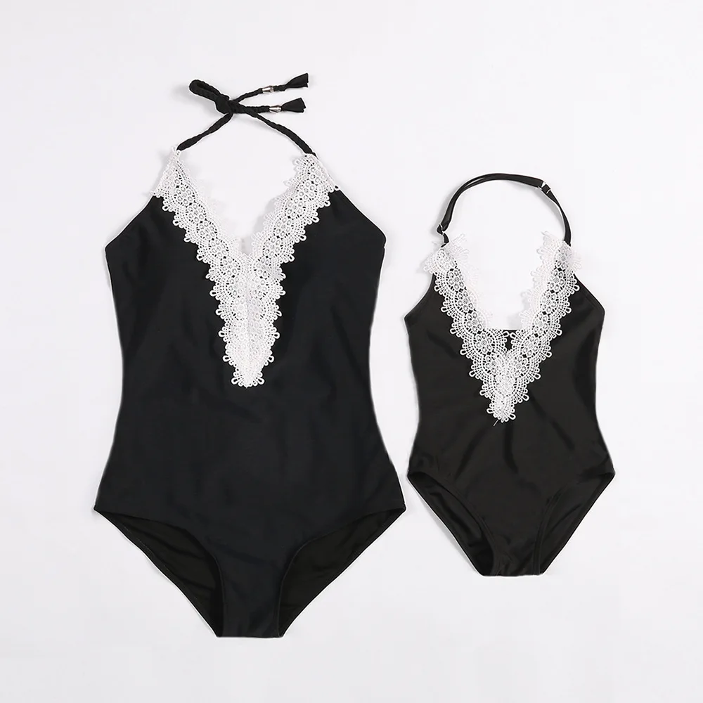

Mother Daughter Swimsuits Family Matching Mom and Daughter Swimwear Clothes Lace Family Look Mommy And Me Bathing Suit Clothes