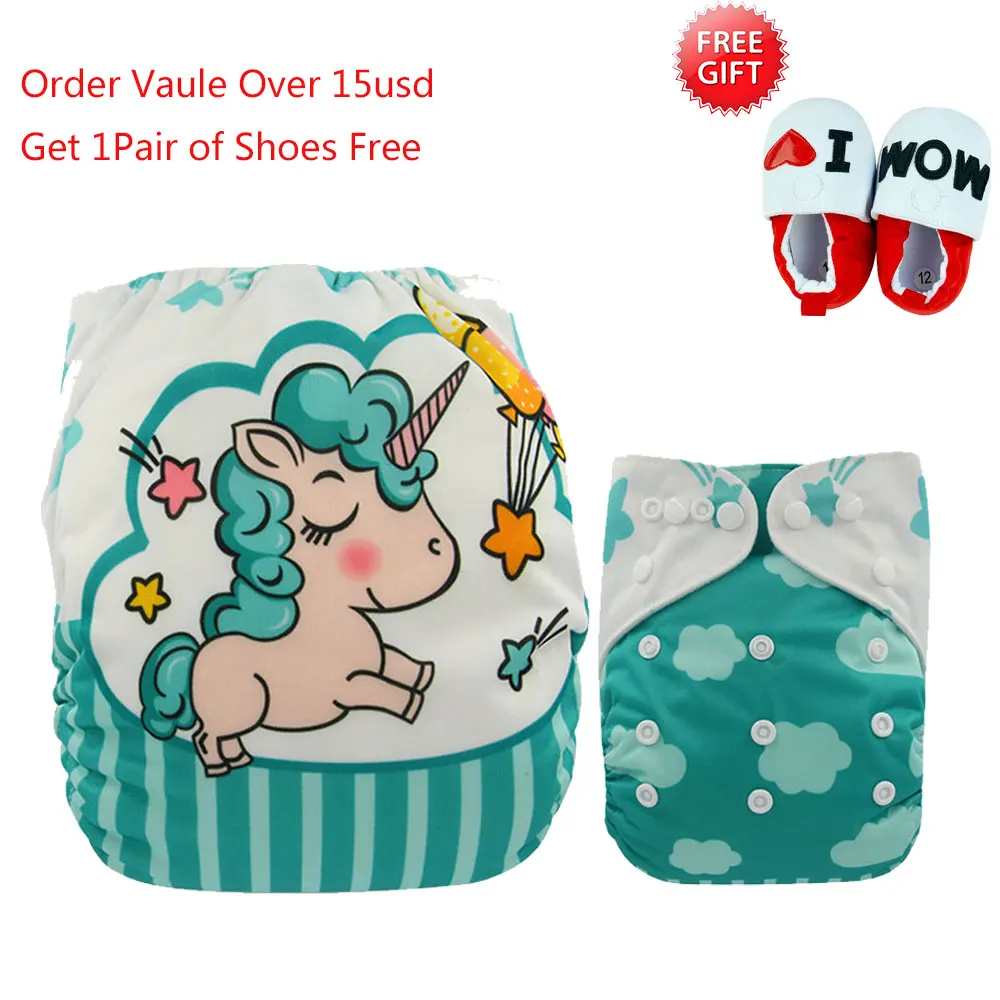 Ohbabyka Baby Nappy Diapers Unicornio Position Print Pocket Diaper