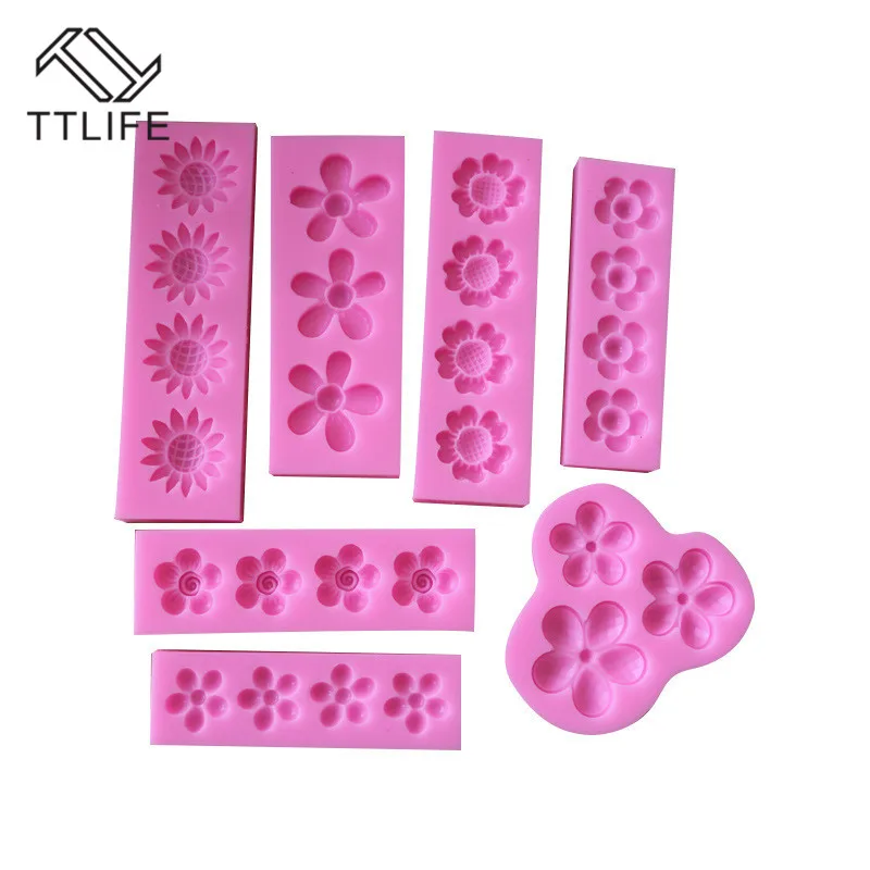 

TTLIFE 7 Styles 3D Flower Fondant Silicone Mold Cooking Wedding Decoration Baking SugarCraft Molds Leaves DIY Cake Silicone Mold