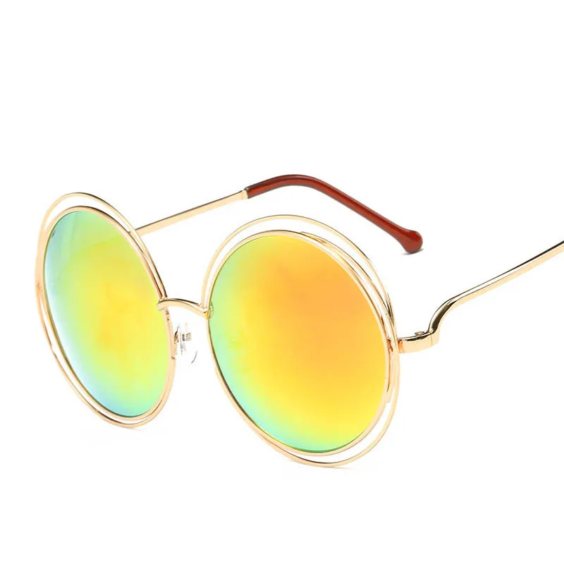 Круглые брендовые дизайнерские ретро большие размеры винтажная металлическая рамка и зеркальные линзы солнцезащитные очки выше размера d очки высокого качества Oculos De Sol - Цвет линз: C7