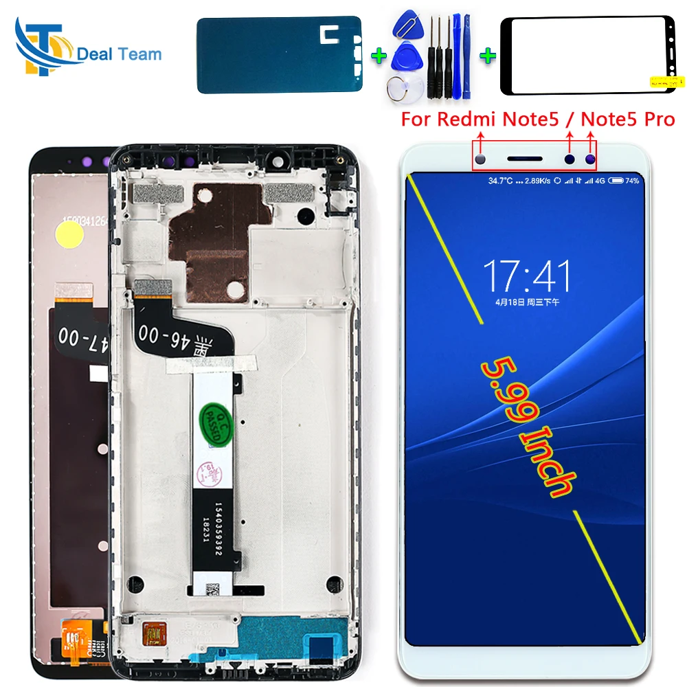 

Deal Team LCD Display For Xiaomi Redmi NOTE 5 / Note 5 Pro ( CPU:Snapdragon 636 ) touch screen Digitizer Assembly Frame with