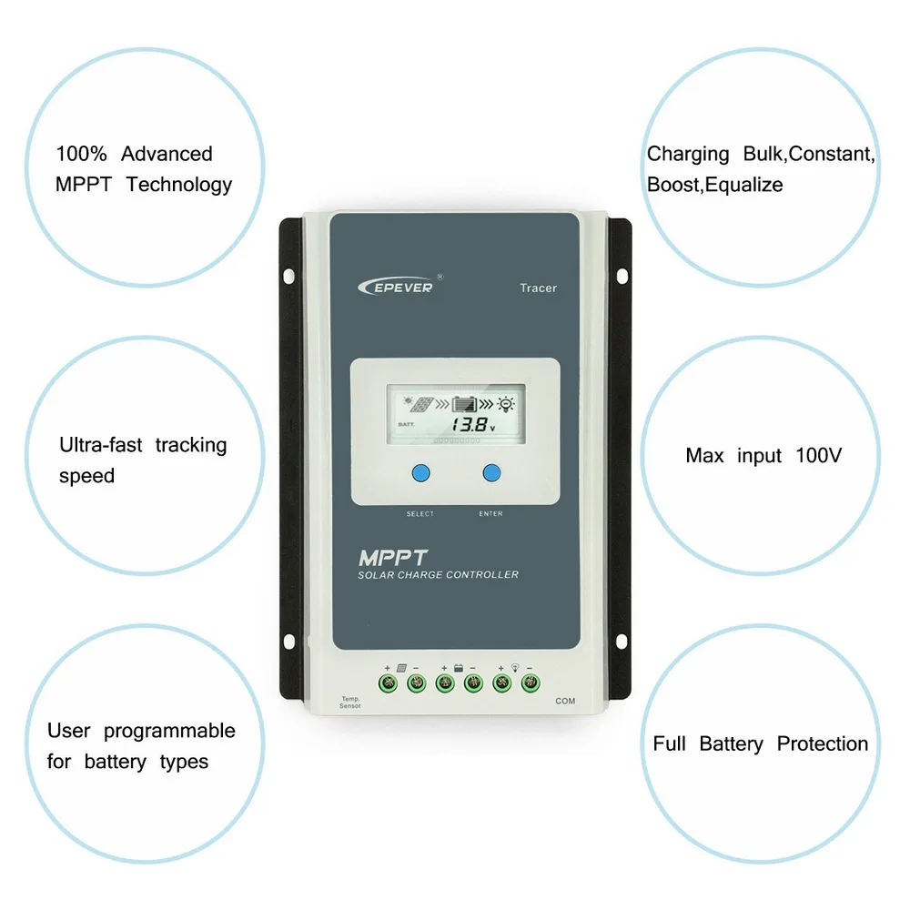 Tracer 1210AN 2210AN MPPT контроллер солнечного заряда 10A 20A lcd EPEVER контроллер солнечного зарядного устройства 1206AN 2206AN