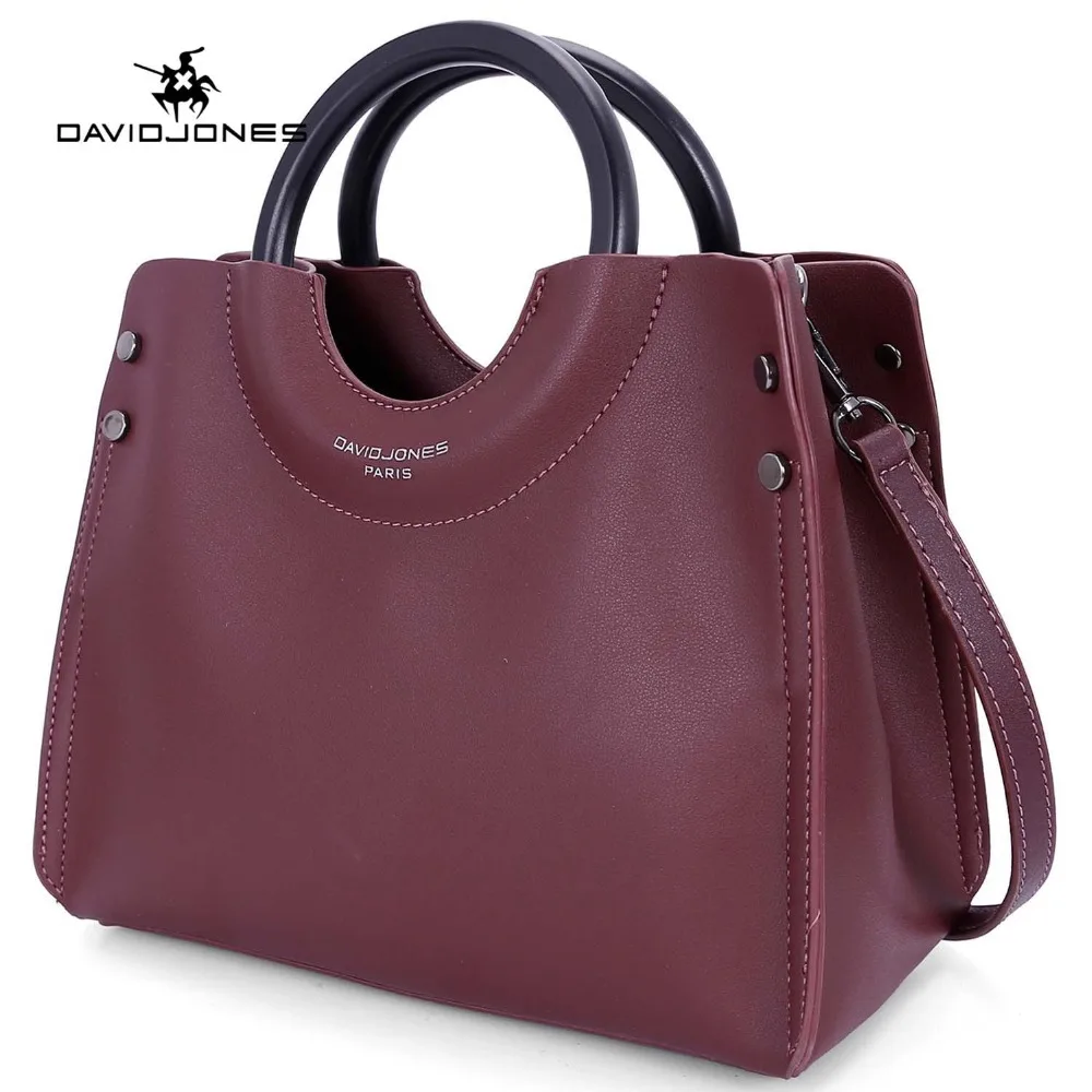 

DAVID JONES women handbag faux leather female shoulder bag large lady solid top handle bag girl crossbody bag drop shipping