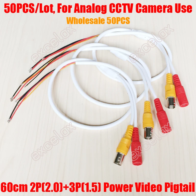 50 шт./лот 60 см 5 контактный BNC видео DC кабель питания 12 В Разъем Pigtail для CCTV