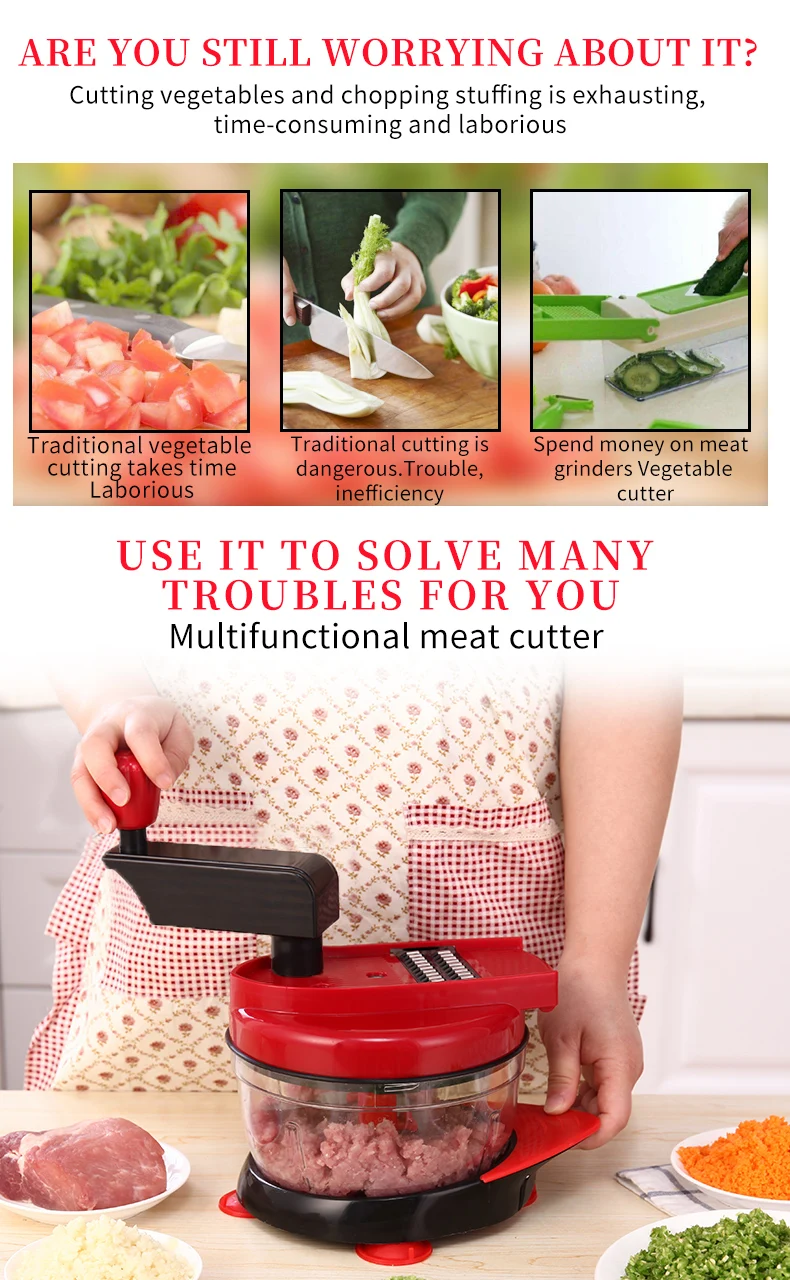 Good Quality Hand Operate Manual Meat Grinder Sausage Beef Mincer Maker Table Home Kitchen