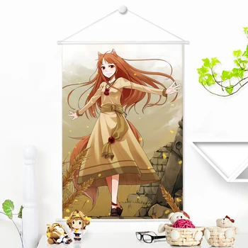 

Japanese Anime Spice And Wolf Holo Scroll Painting By Numbers Microfiber Animation Wall Picture Print Poster 100x70cm