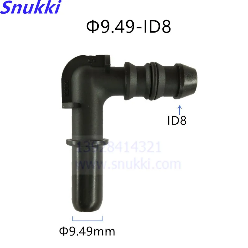 

9.49mm ID8 universal general auto Fuel line quick connector plastic black color male connector L stype 90 degree 5PCS a lot