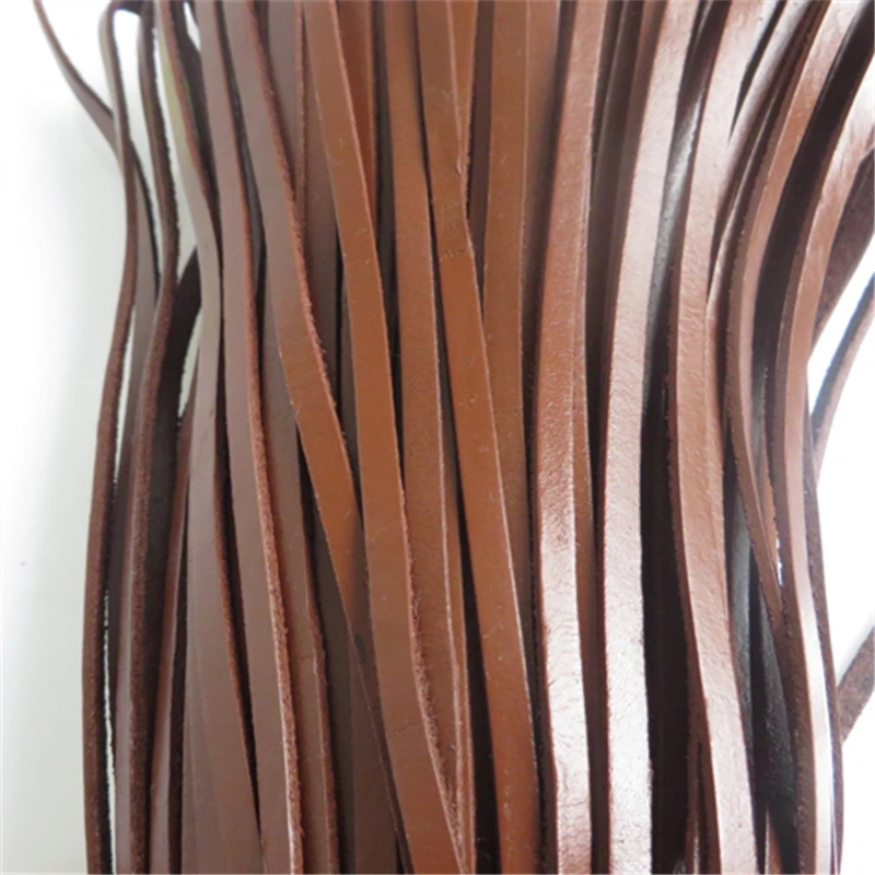 

2 Meter 5*2mm Flat Dark Brown Real Genuine Oil Leather Cord For DIY Findings