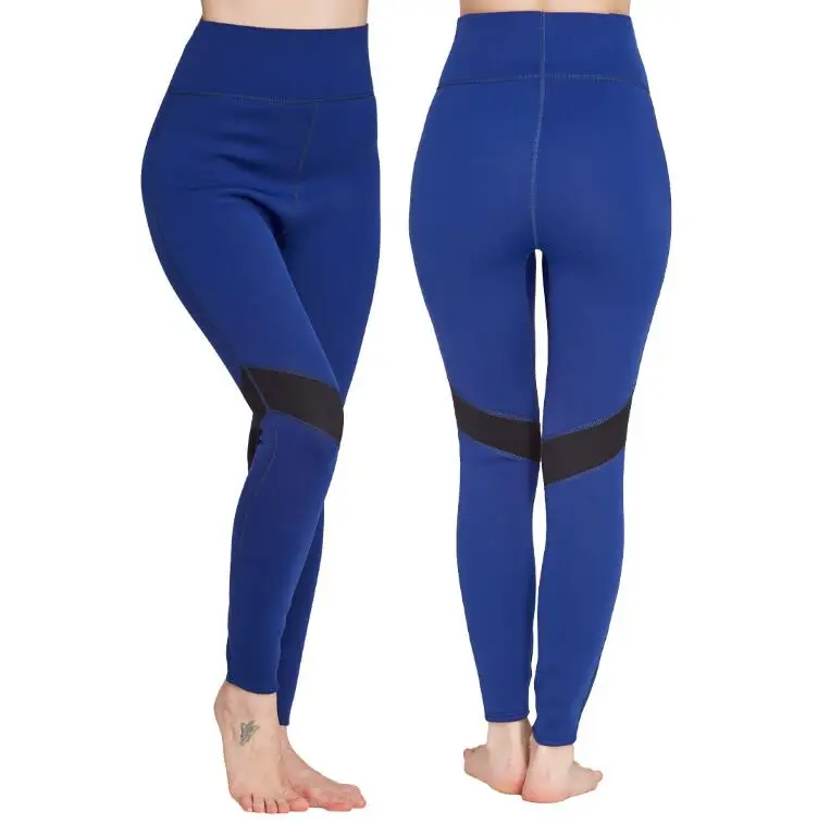 Women's 2mm Neoprene Wetsuit Pants Diving Snorkeling Scuba Surf Canoe Pants Royal Blue Black