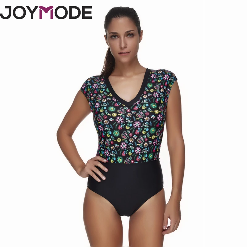 

JOYMODE 2017 Ladies Retro Sexy Floral Printed Monokini Swimsuit Patchwork Mosaic Women One Piece Swimwear Bathing Suits -E