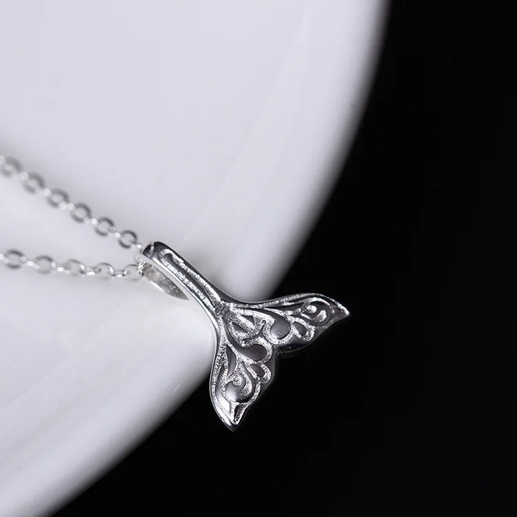 fish tail Mermaid women 100% 925 Sterling silver nacklace Jewellery Clavicle chain pendant charms