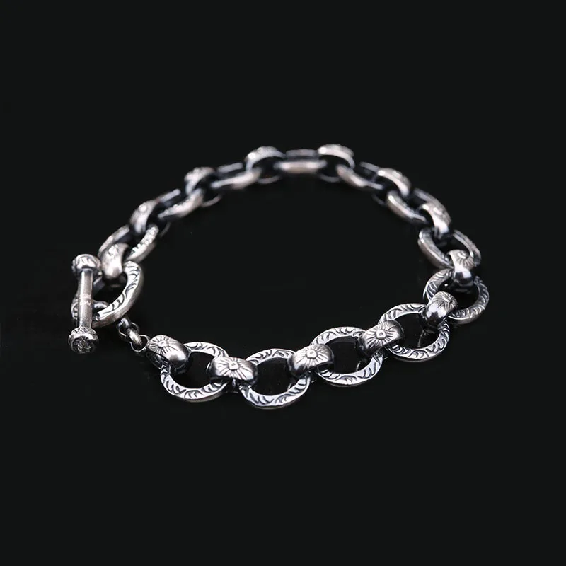 

925 men's bracelet retro old wrist Wristband Bracelet personality o set Thai silver bracelet accessories