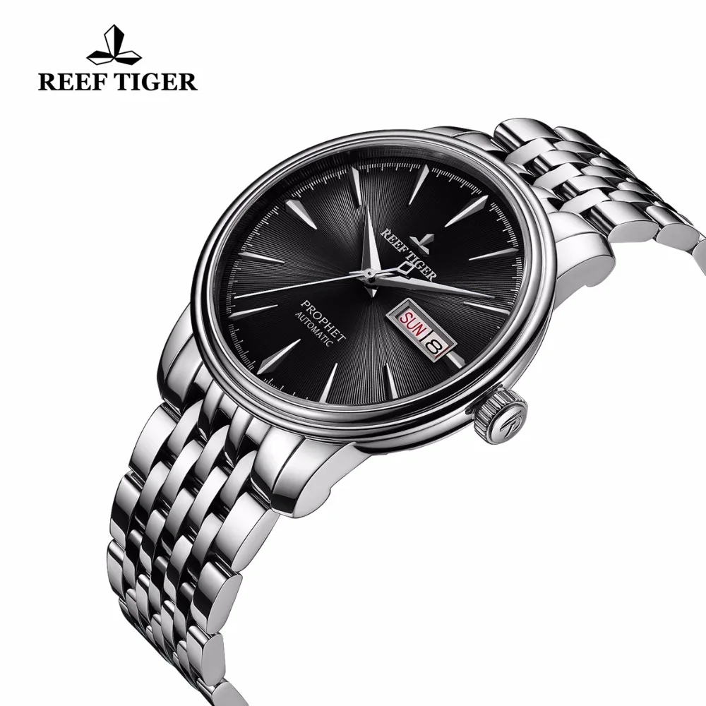 Reef Tiger/RT Dress Watches with Date Day Full Stainless Steel Watch Automatic Watches RGA8236