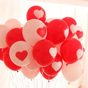 

MMQWEC 50pcs 10inch love heart white latex balloons for wedding Engagement Party red heart balloons happy birthday decoration