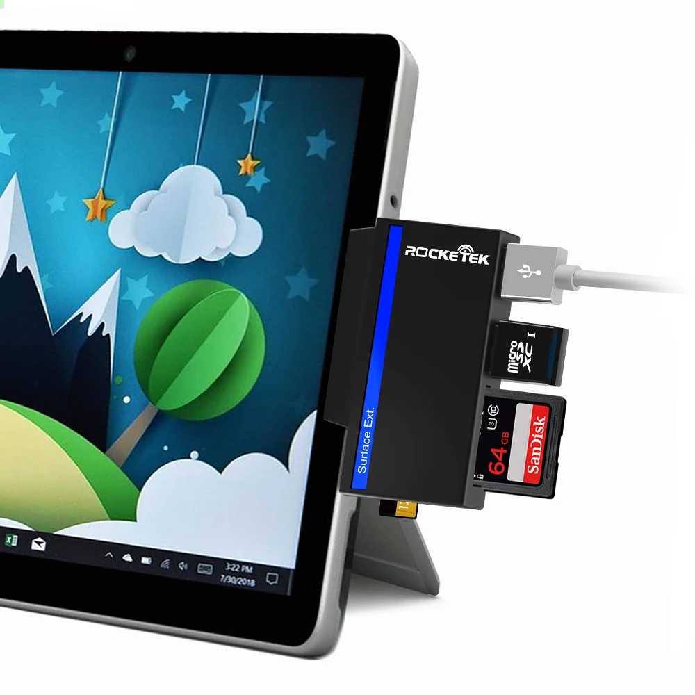 Rocketek USB type C 3 0 или 2 адаптер для чтения карт памяти SD/TF micro SD Microfoft Surface go Hub