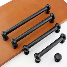 Modern simple kitchen cabinet handles black cupboard pulls 192mm zinc alloy drawer dresser wardrobe furniture handles