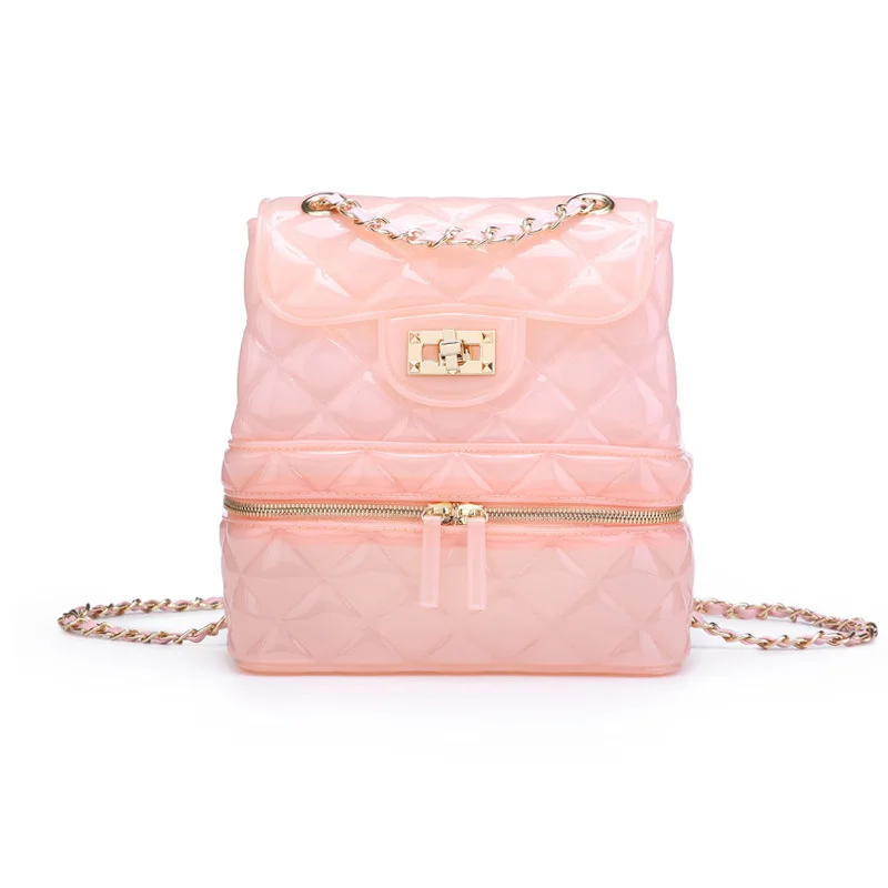 

8020 Lingge Chain Jelly Back Pack 2019 Spring and Summer New Trend Backpack Transparent Waterproof Beach PVC Women's Bags