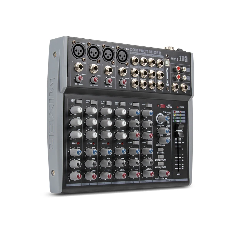 XTUGA 12 Каналы аудио DJ микшер смеситель микшерный пульт с USB XLR линии Вход 48В