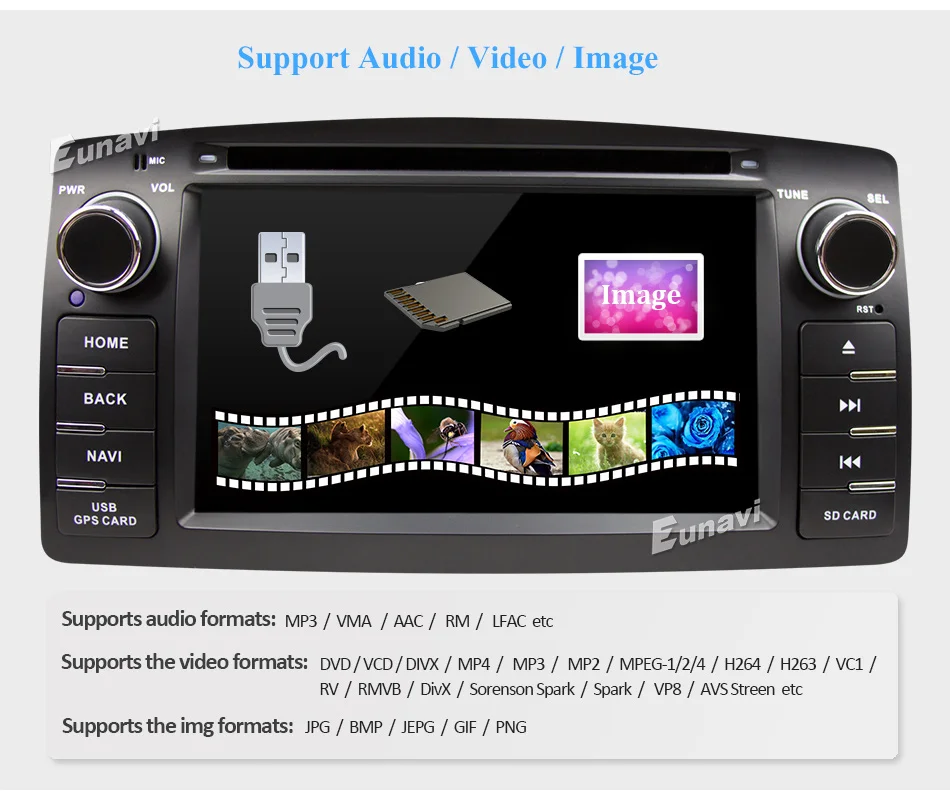 Discount Eunavi 2 Din Car DVD For Toyota Corolla E120 BYD F3 Android 8.1 Quad core RAM 2G 2Din Car DVD stereo GPS with touch screen WIFI 18