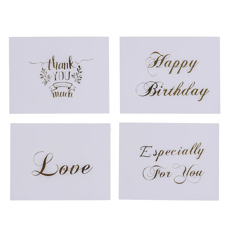 

10pcs Mini Gold Embossed Thank you Card Valentine Happy Birthday Christmas Party Wedding Invitation Letter Greeting Cards