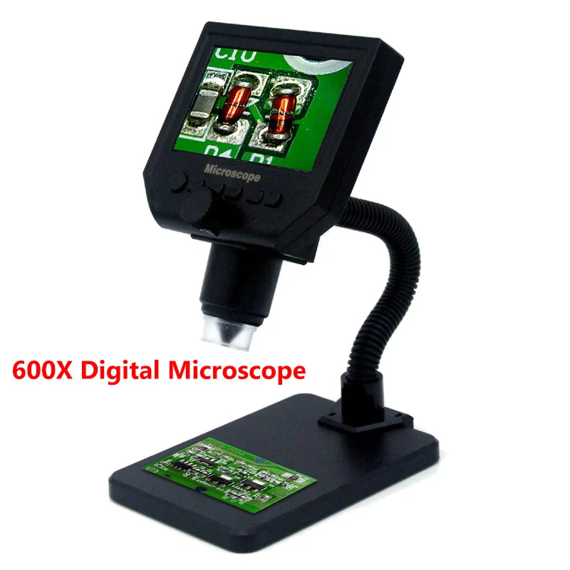 

600X electronic USB microscope digital soldering video microscope camera 4.3 inch lcd Endoscope 8 LED VGA Industry Microscope