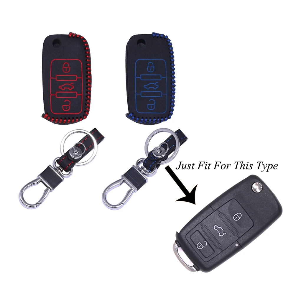 

3 Buttons Genuine Leather Car Key Cover Case Set Fit For Volkswagen Polo B5 B6 Golf 4 5 6 Jetta Mk6 Tiguan Beyond Beetle
