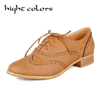 

Big Size 34-43 Fashion Casual Lace Up Round Toe Women Oxford Shoes Flats Boyfriends Shoes For Women Brogue Shoes Zapatos Mujer