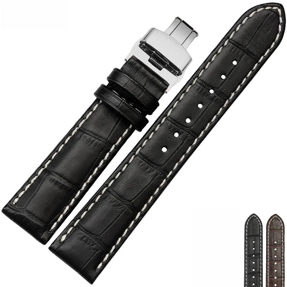 

NP8 New High quality Genuine leather watchband 18mm 20mm 22mm leather strap with folding buckle