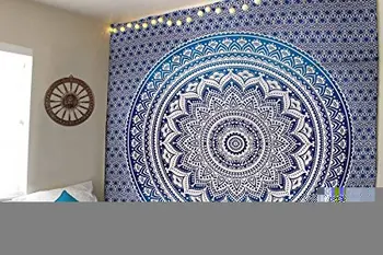 

Drop Shipping Brand New Hippie Mandala Blue Tapestry Multi Purpose Polyester Decorative Wall Hanging fh 30