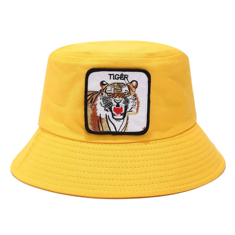 Панама, шляпа-Панама Для мужчин Для женщин летняя кепка с покрывалом логотип животного с плоским верхом Плавательная шапочка Боб шляпа в стиле «хип-хоп» без полей для мужчин, рыбалка, рыбак шляпа - Цвет: Tiger3
