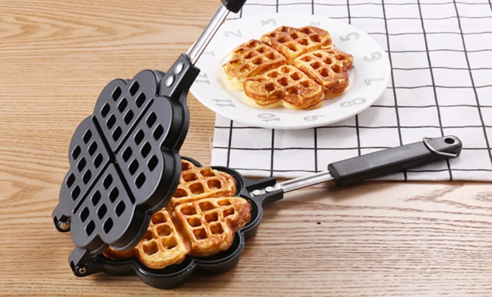  DIY Heart Shape Non-stick Metal Waffle Maker Mould Cake Baking Pan Kitchen Baking Tool Waffle Mold  - 32901986058