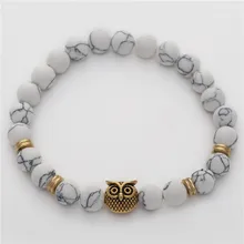 Популярные украшения энергетический браслет натуральный белый сосновый Камень Статуя Будды жемчуг Сова эластичный растяжимый браслет украшения