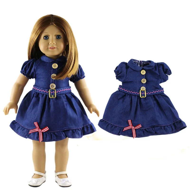 Fashion American Girl Doll Clothes of Jeans Dress with Belt for 18