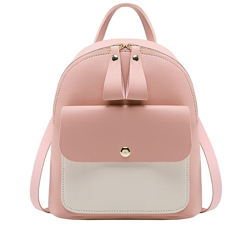 

Trend Women backpacks high quality PU leather Patchwork color Women bag fashion casual large capacity Women lovely backpacks