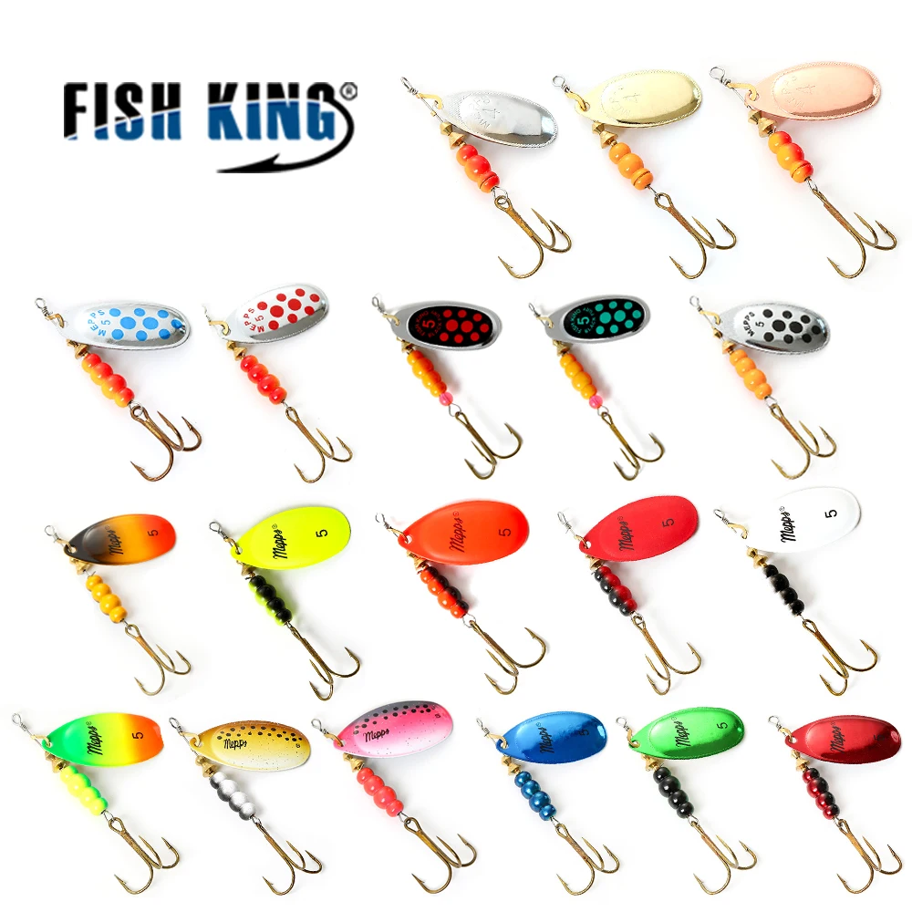 

FISH KING 3Pcs/Lot Size 1#-5# Mepps Spinner Bait Mix color Artificial Bait With Mustad Treble Hook 35647-BR Fishing Lure